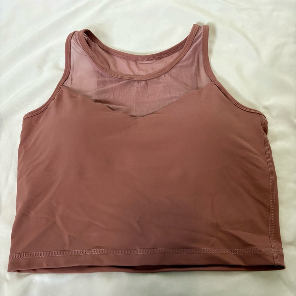 Senita Athletics Mauve Mesh Crop Top